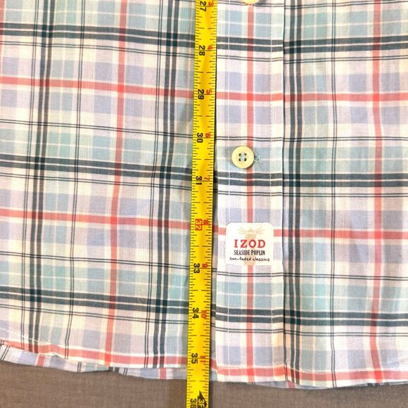 Izod Seaside Poplin Men's 2XL 100% Cotton Short Sleeve Lightweight Summer Plaid - Picture 8 of 10